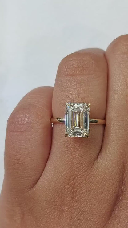 1.5ct Emerald Four Claw Solitaire Lab Grown Diamond Ring Engagement Ring for Her and Wedding ring, Surprise gift for her, Anniversary Ring