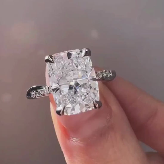 3.30 tcw cushion cut lab grown diamond ring twisted band engagement ring IGI certified wedding ring bridal jewelry luxury elegant design