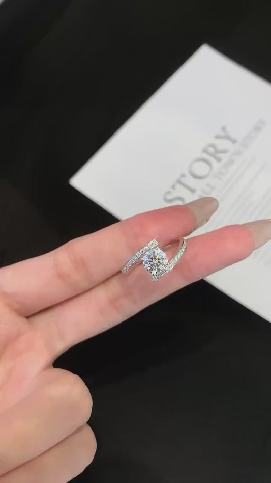 1.50CT Round Lab Grown Diamond Engagement Ring | Bypass Solitaire Setting with 1.50ct Center | IGI Certified