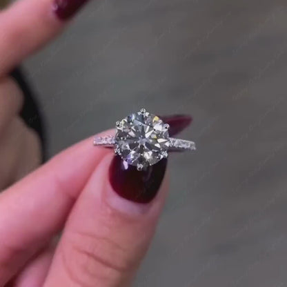 Round Lab Grown Diamond Pavé Engagement Ring | IGI Certified