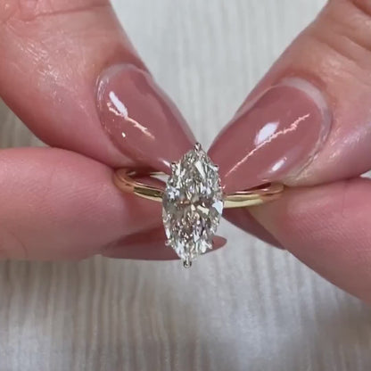 Marquise Lab Grown Diamond Engagement Ring | Hidden Halo Setting | IGI Certified