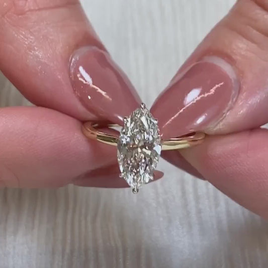 2.00CT Marquise Lab Grown Diamond Engagement Ring | Hidden Halo Setting | IGI Certified