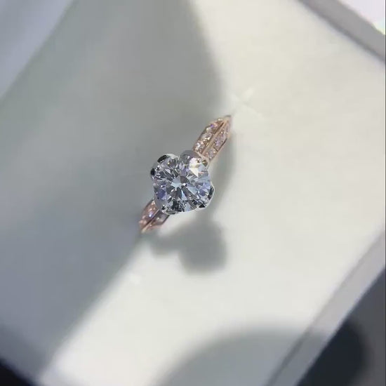 Round lab grown diamond engagement ring, 1.30 CT four-prong solitaire setting, IGI certified wedding ring for her