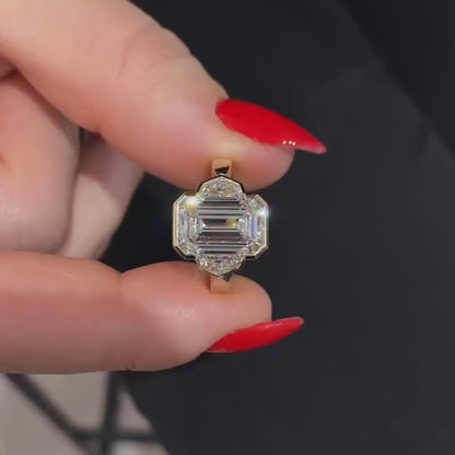 3.00ct Emerald Lab Grown Diamond Engagement Ring | East-West Bezel Setting | IGI Certified