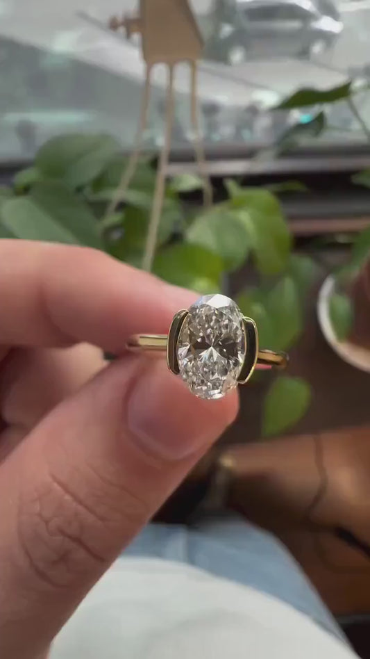 1.50ct Oval Lab Grown Diamond Engagement Ring | Bezel Setting | IGI Certified