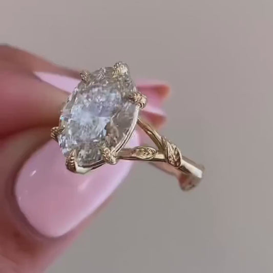1.50TCW Oval Lab Grown Diamond Engagement Ring | Six-Prong Split Band Setting | IGI Certified