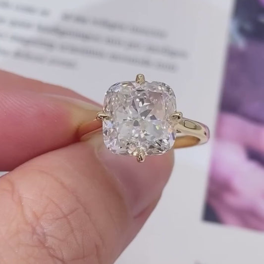 5.00 CT Cushion Lab Grown Diamond Engagement Ring | Classic Solitaire Design | IGI Certified