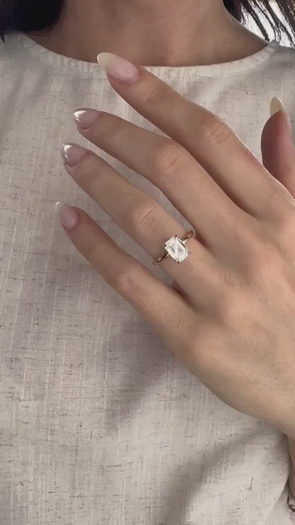 13ct Emerald Solitaire Diamond Ring Classic Engagement ring, Anniversary Gift and promise ring for Her