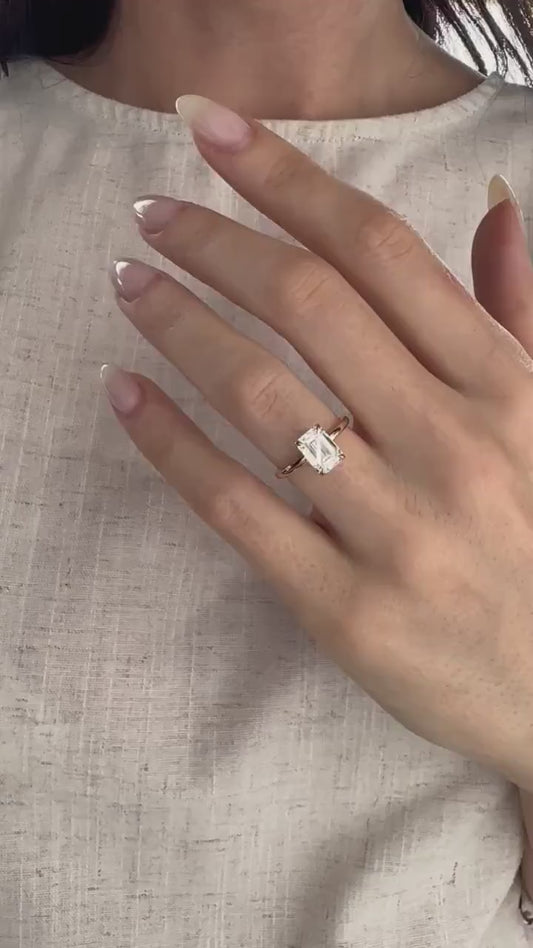 13ct Emerald Solitaire Diamond Ring Classic Engagement ring, Anniversary Gift and promise ring for Her