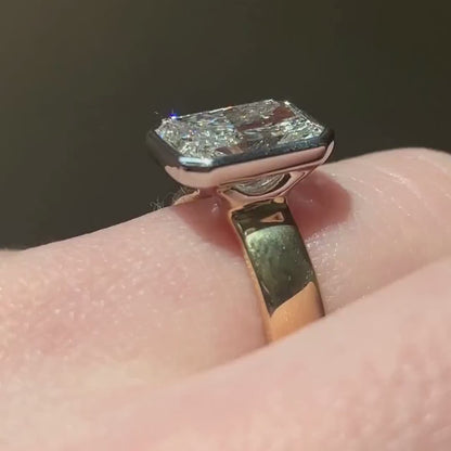 3.00 CT Radiant Lab Grown Diamond Engagement Ring | Bezel Setting | Two-Tone Gold | IGI Certified