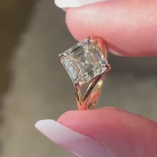 Asscher lab grown diamond ring, classic solitaire engagement ring, IGI certified bridal ring, timeless wedding jewelry, anniversary gift for her