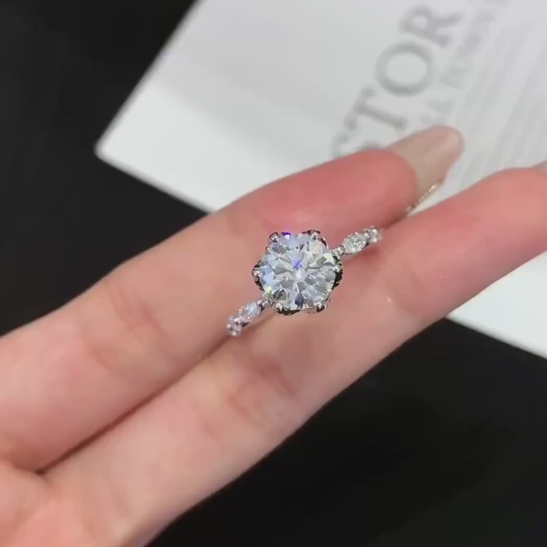 1.50 CT round cut lab created diamond ring, 6-prong engagement ring, IGI certified solitaire, elegant bridal jewelry for her