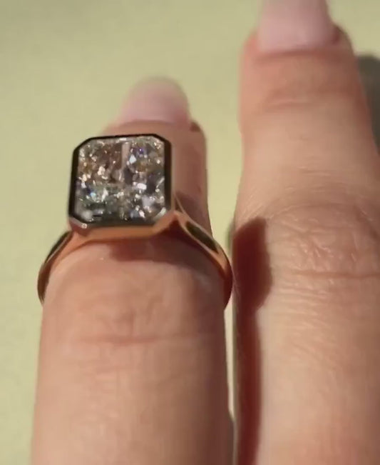 Radiant 2.50ct Lab Grown Diamond Full Bezel Engagement Ring, IGI Certified