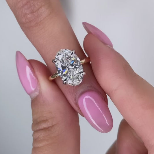 2.10TCW Oval Lab Grown Diamond Engagement Ring | Hidden Halo Setting | IGI Certified