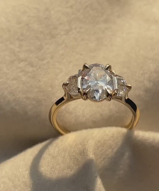 3.0ct Oval Cut Three Stone Lab Grown Diamond Ring Luxurious Engagement Ring and Wedding ring, Anniversary Gift For Women