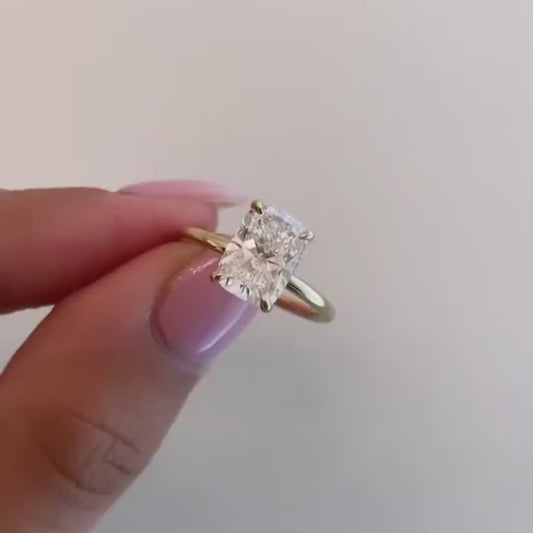 2.00CT Elongated Cushion Lab Grown Diamond Engagement Ring | Solitaire Setting | IGI Certified