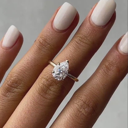 2.00CT Pear Lab Grown Diamond Engagement Ring | Hidden Halo Setting | IGI Certified