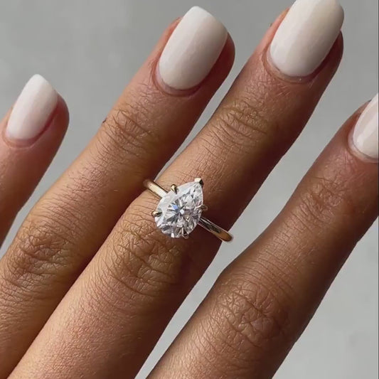 2.00CT Pear Lab Grown Diamond Engagement Ring | Hidden Halo Setting | IGI Certified