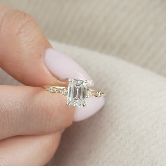 2.50 CT Emerald Cut Lab Grown Diamond Engagement Ring | Vintage Ring | IGI Certified