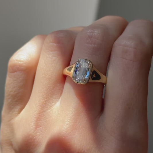 2.50ct cushion old mine cut lab grown diamond engagement ring bezel IGI certified wedding bridal ring luxury fine jewelry engagement ring for her
