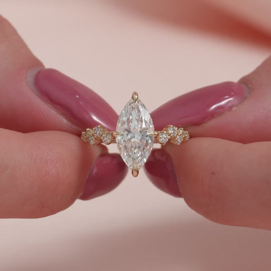 Marquise 3.00CT Lab Grown Diamond With Twisted Pave Band Engagement Ring