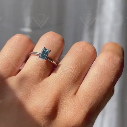 2.50ct Emerald Blue Stone Lab Grown Diamond Ring Luxurious Engagement Ring and Wedding ring, Anniversary Gift
