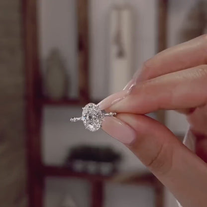 2.20CT Oval Lab Grown Diamond Engagement Ring | Hidden Halo Setting | IGI Certified