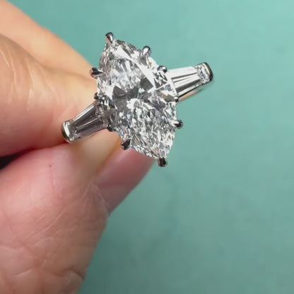 2.00 CT Marquise Lab Grown Diamond Engagement Ring | Modern Bypass Ring | IGI Certified