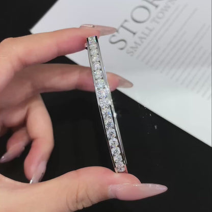 8.50tcw Round Lab Diamond Bangle Bracelet | White Gold | D-E-F VVS–VS | IGI Certified