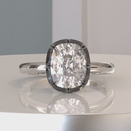 3.00ct  Cushion Lab Grown Diamond Engagement Ring | Bezel Setting | IGI Certified