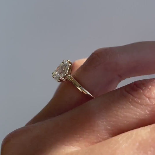 4.00 TCW Oval and Pear Lab Grown Diamond Engagement Ring | IGI Certified | Toi Et Moi Ring