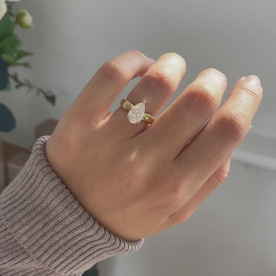 1.50ct pear shaped lab grown diamond ring, classic solitaire engagement ring, minimalist promise ring, bridal jewelry gift for her