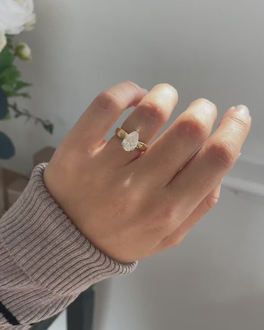 1.50ct pear shaped lab grown diamond ring, classic solitaire engagement ring, minimalist promise ring, bridal jewelry gift for her