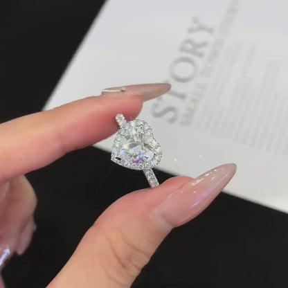 2.00CT Heart Lab Grown Diamond Engagement Ring | Halo Pavé Cathedral Setting | IGI Certified