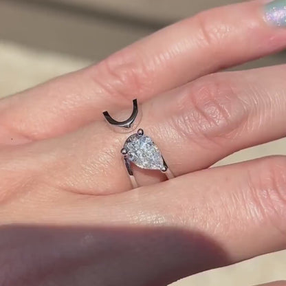 1.00ct Pear Lab Grown Diamond Engagement Ring | Bypass Setting | IGI Certified