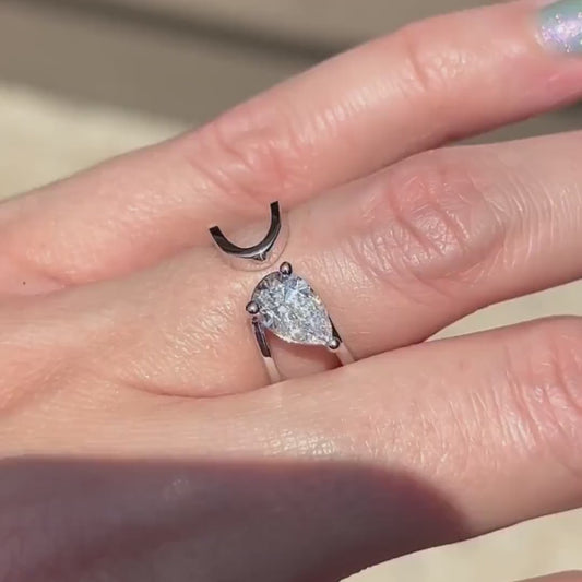 1.00ct Pear Lab Grown Diamond Engagement Ring | Bypass Setting | IGI Certified