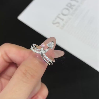 1.20TCW Heart & Fancy Round Lab Grown Diamond Engagement Ring | Toi Et Moi Double Band Setting | IGI Certified