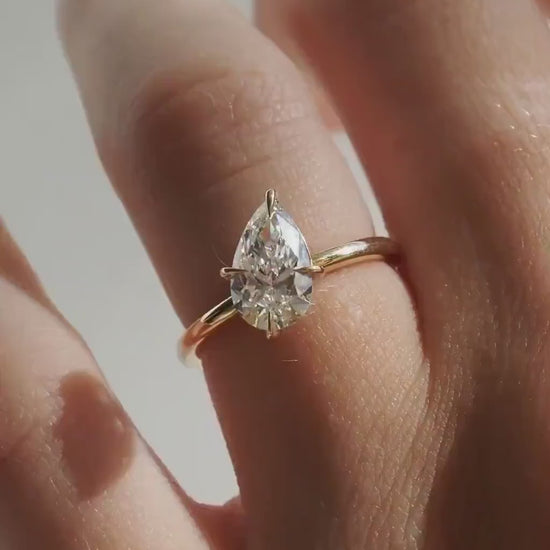 4.5ct pear cut lab grown diamond solitaire engagement ring single stone wedding ring anniversary gift for women IGI style elegant jewelry ring
