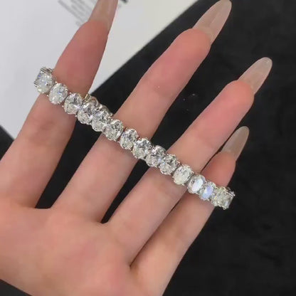 15.00tcw Oval Lab Diamond Tennis Bracelet | White Gold | DEF VVS–VS | IGI Certified