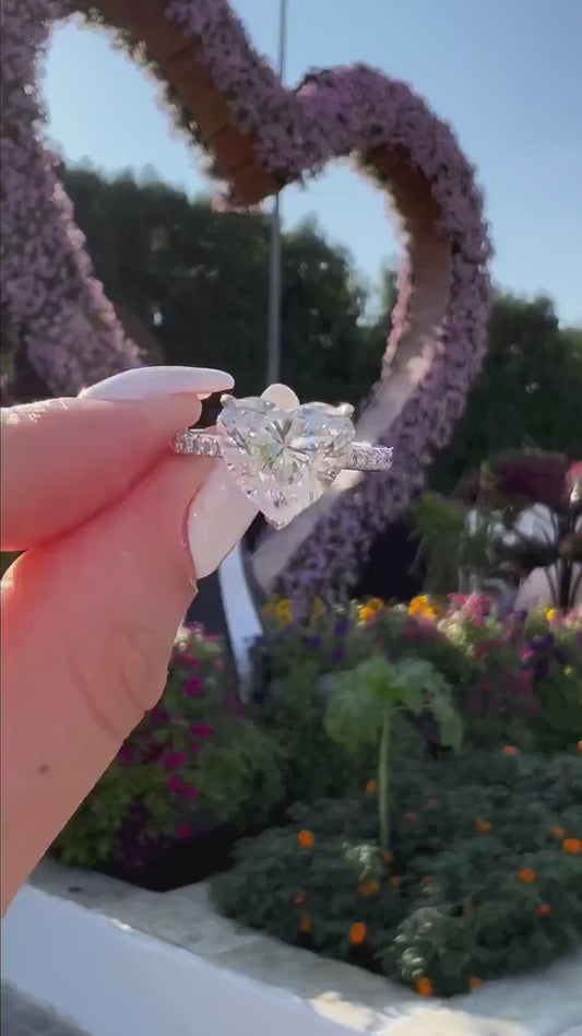 Heart 3.00CT Lab Grown Diamond Hidden Halo With Pave Band Engagement Ring Promise Ring Gift For Newlyweds Mother Gift Diamond Ring