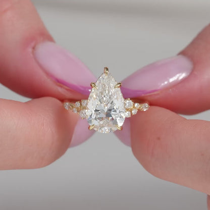 Pear 2.5CT Lab Grown Diamond Hidden Halo Engagement Ring Gifts for Girlfriend Custom Made Ring For Birthday Gift Ring