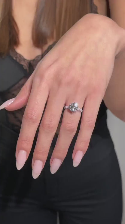4.0ct Round Lab Grown Diamond Engagement Ring | Pavé Band | IGI Certified