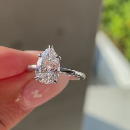 2.50ct Pear Lab Grown Diamond Engagement Ring | Classic Solitaire Setting | IGI Certified