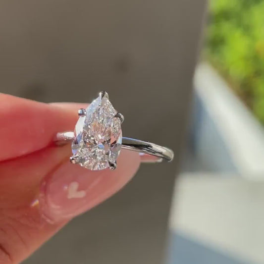 2.50ct Pear Lab Grown Diamond Engagement Ring | Classic Solitaire Setting | IGI Certified