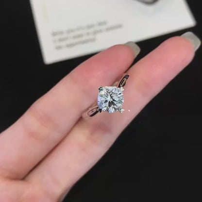 1.50 CT Round Lab Grown Diamond Engagement Ring | Romantic Heart Prong Setting | IGI Certified