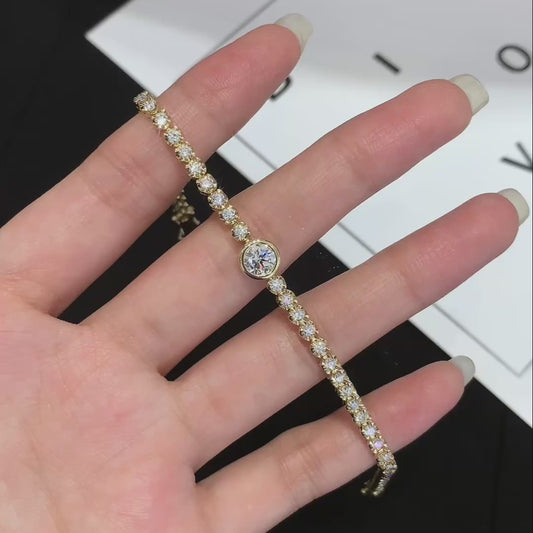 Luxury 6.50tcw Lab Diamond Tennis Bracelet | Yellow Gold | Bezel Design | IGI Certified