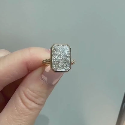 5.00 CT Radiant Lab Grown Diamond Engagement Ring | Pavé Bezel Setting | IGI Certified
