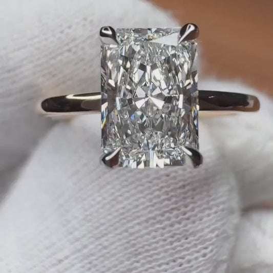 5.00 CT Radiant Lab Grown Diamond Engagement Ring | Hidden Halo Design | IGI Certified