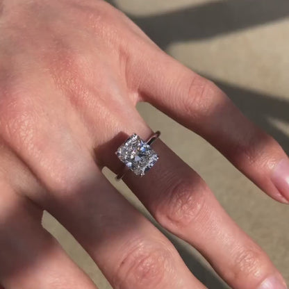 Radiant Lab Grown Diamond Engagement Ring | Hidden Halo Ring | IGI Certified