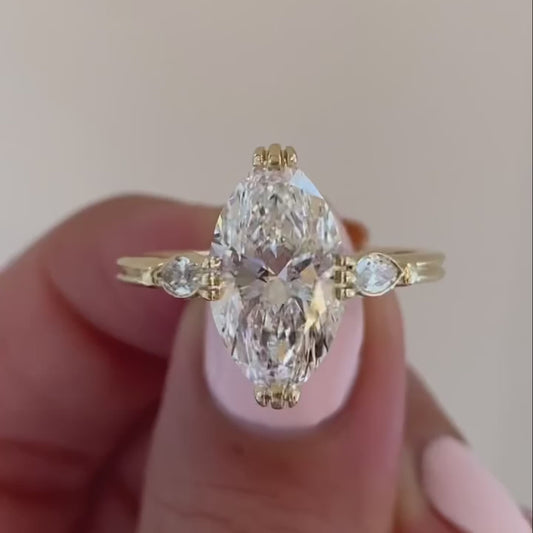 2.50ct marquise cut lab grown diamond engagement ring hidden halo design IGI certified wedding bridal ring luxury fine jewelry elegant ring for her